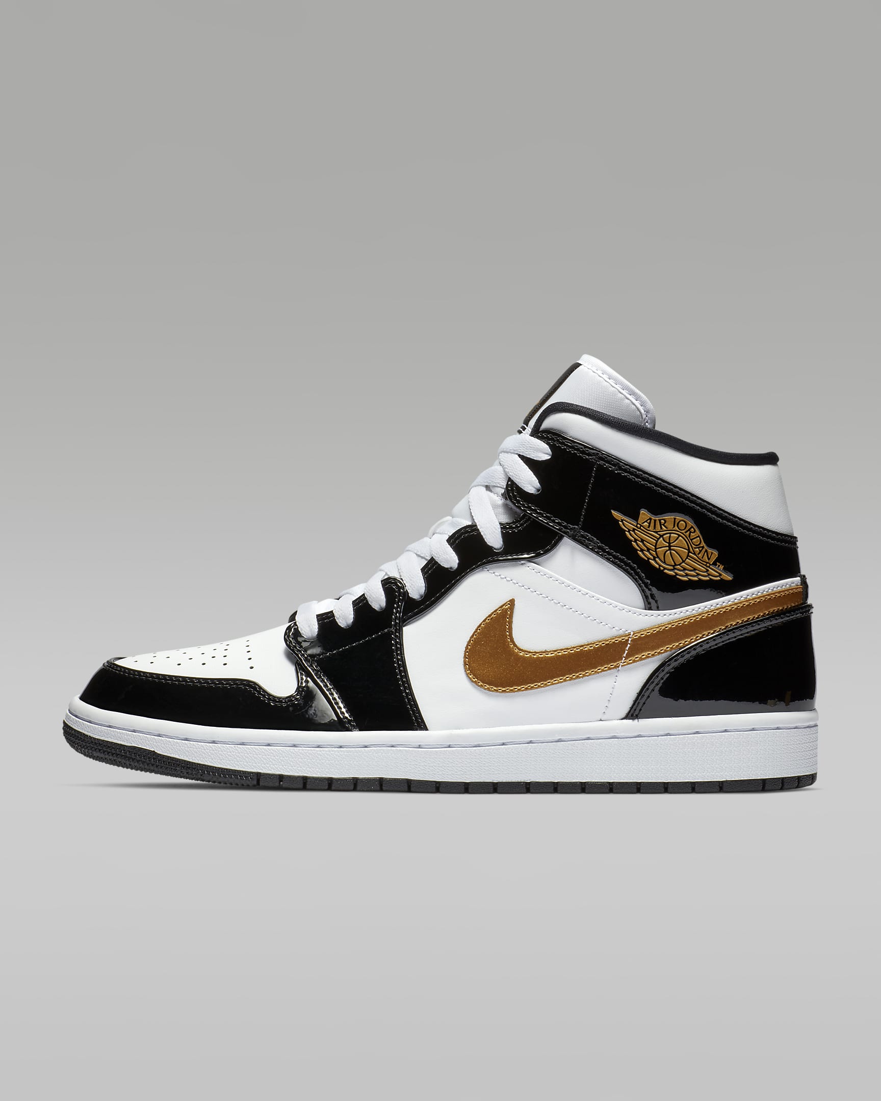 Air Jordan 1 Mid Se Black/White/Metallic Gold 852542-007