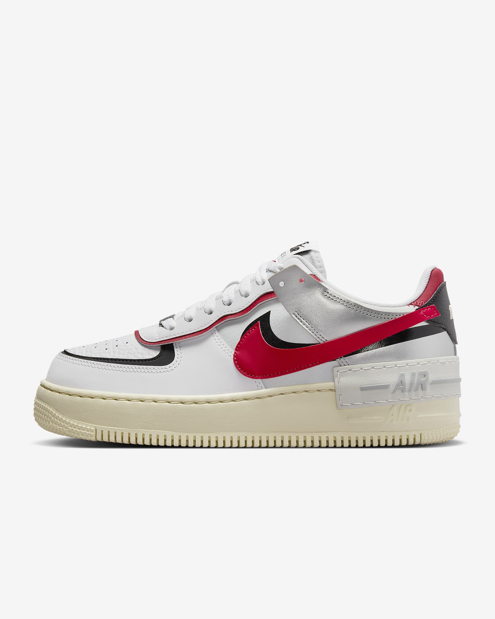 Nike Air Force 1 Shadow White/Black/Metallic Silver/Gym Red FN6335-100