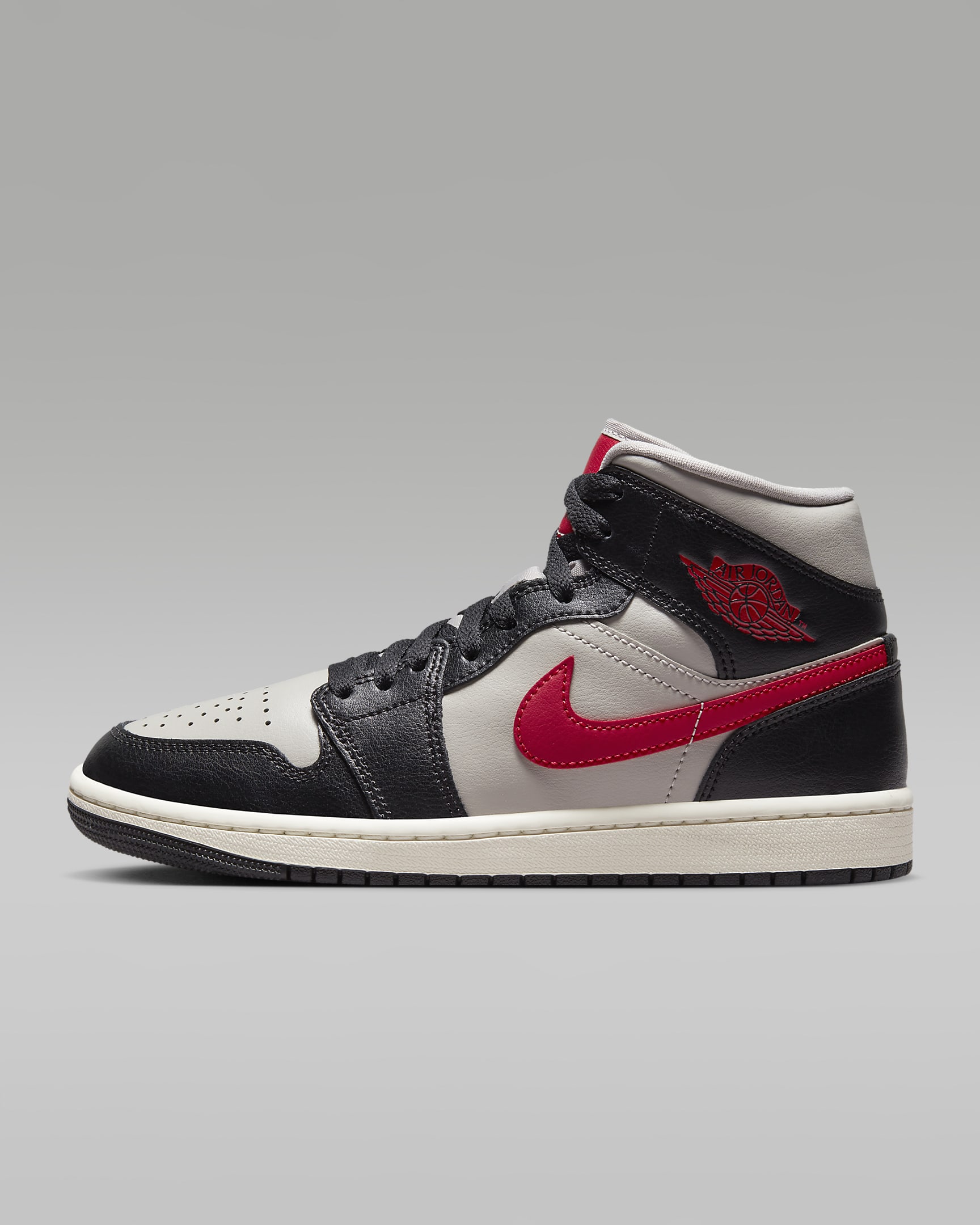 Air Jordan 1 Mid Black/College Grey/Sail/Gym Red BQ6472-060