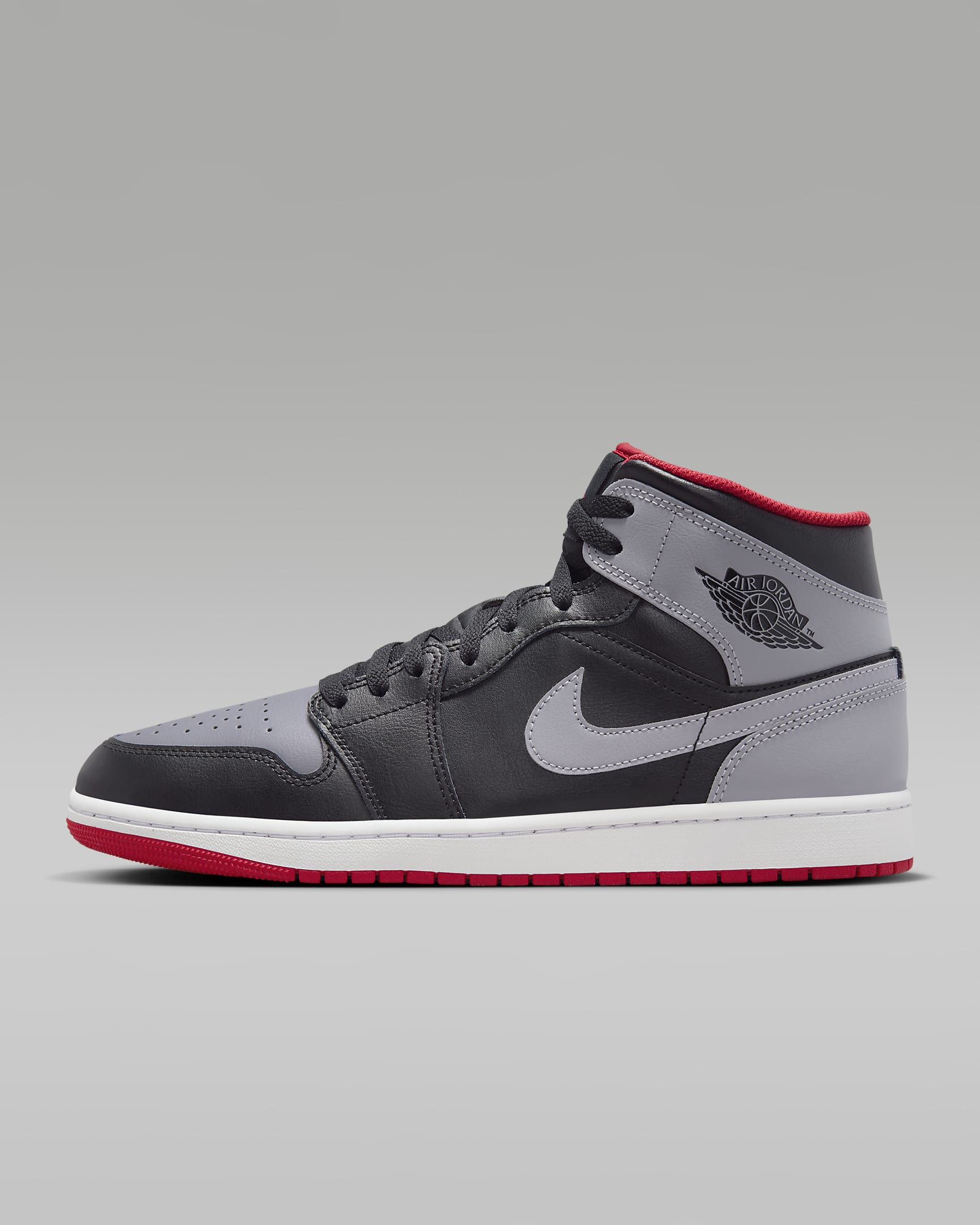 Air Jordan 1 Mid Black/Fire Red/White/Cement Grey DQ8426-006